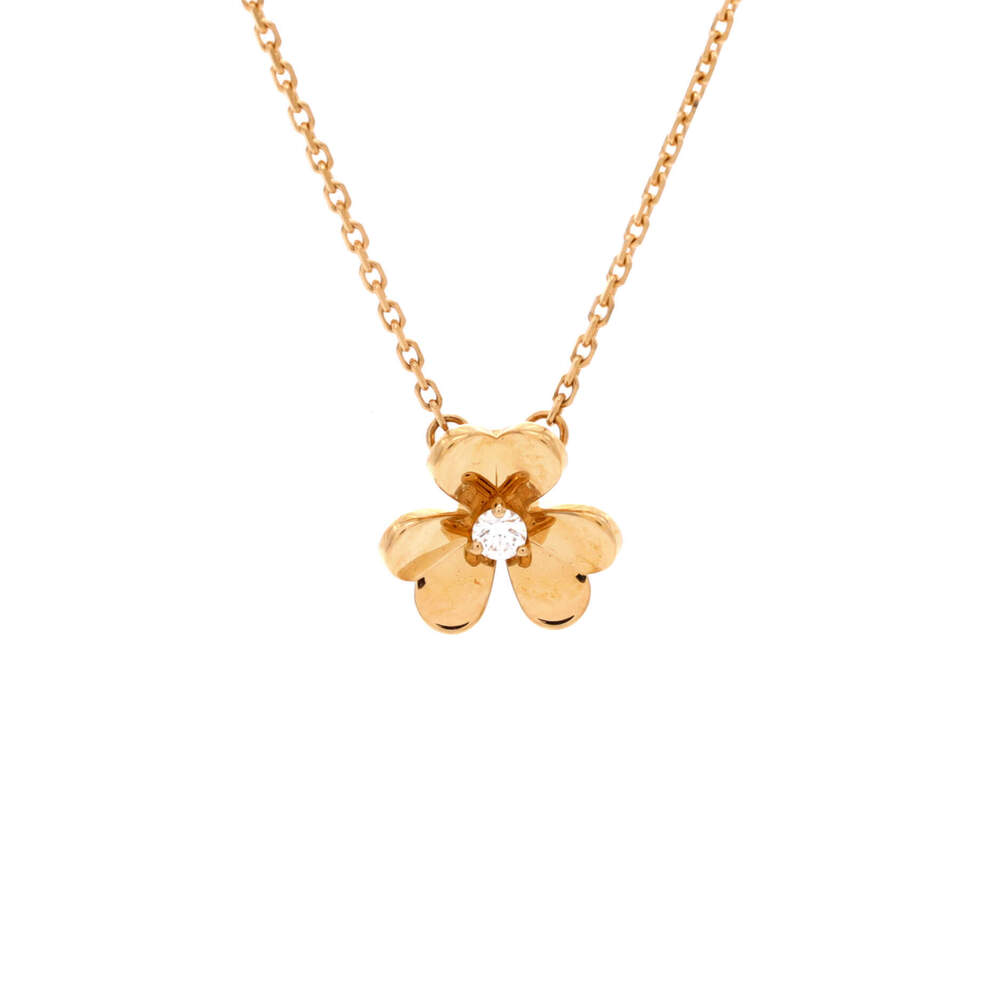 Van Cleef & Arpels Mini Frivole Pendant Necklace 18K Yellow Gold and Diamond